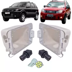 KIT LANTERNA LUZ DE PLACA FORD ECOSPORT 2003 A 2012 PAR COM SOQUETE E LÂMPADAS LED 12V ILUMINAÇÃO