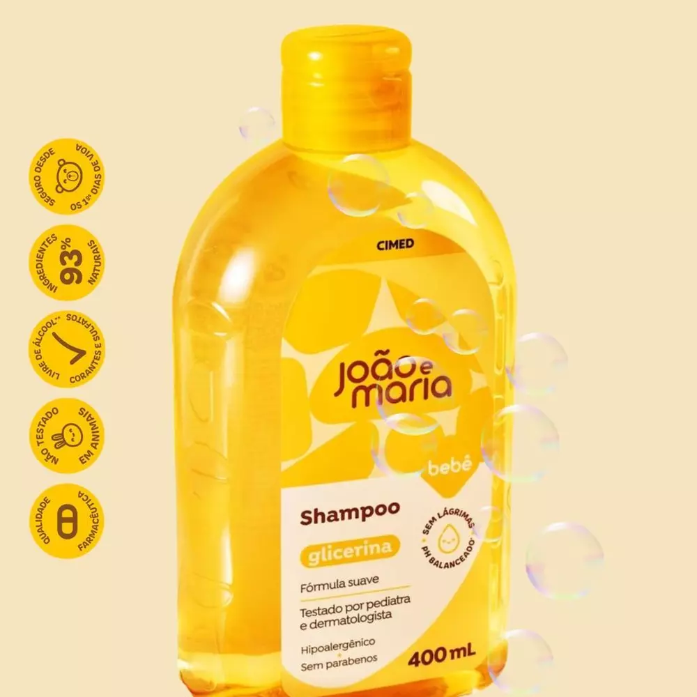 SHAMPOO DE GLICERINA SEM LÁGRIMAS JOÃO E MARIA BEBÊS 400ML