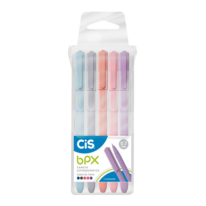 Caneta esferográfica 0.7mm BPX com 5 cores Cis em Oferta na Shopee