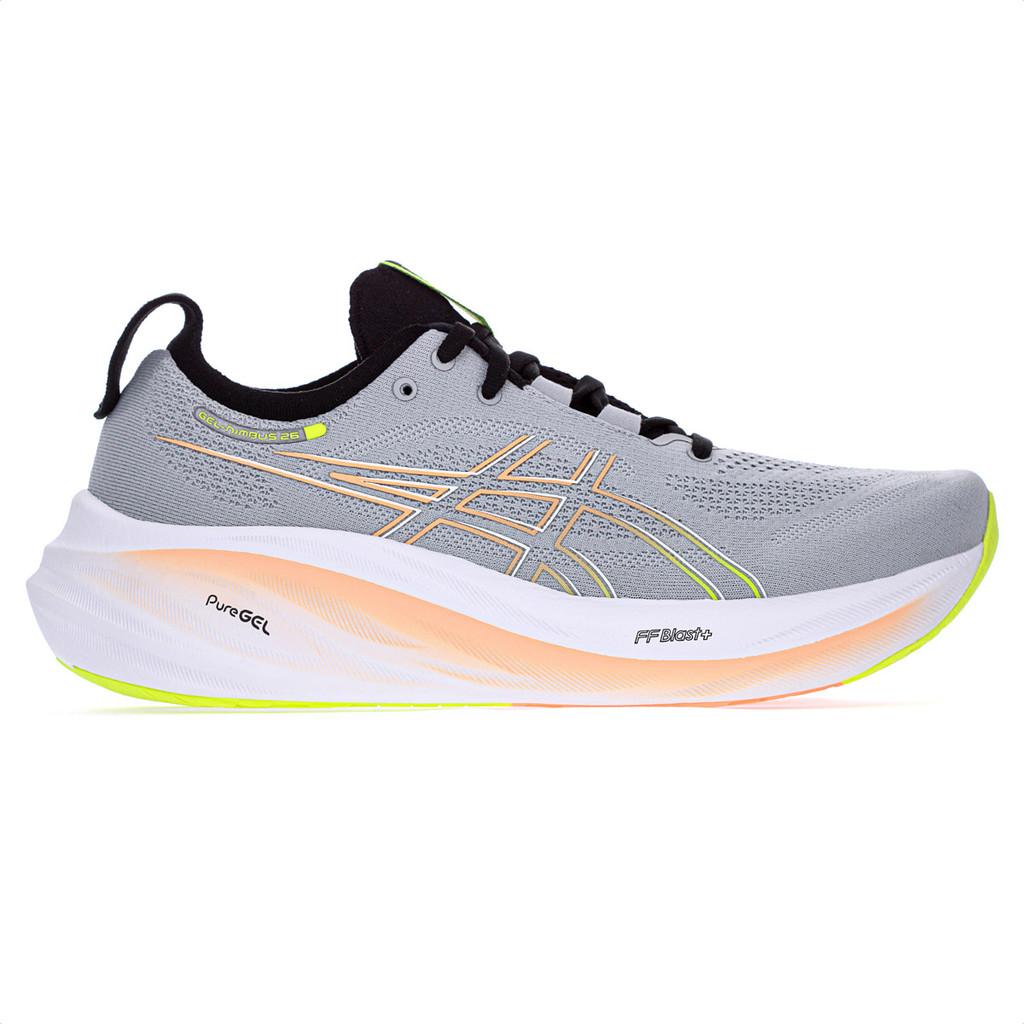 Tênis Asics Gel-Nimbus 26 Cinza e Laranja  - Masculino