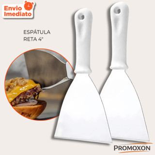 Kit 2 uni - Espátula Reta 4" Aço Inox com Cabo Plástico Versátil para Cozinha, Doces, Hamburgueria, Pizza em Oferta na Shopee