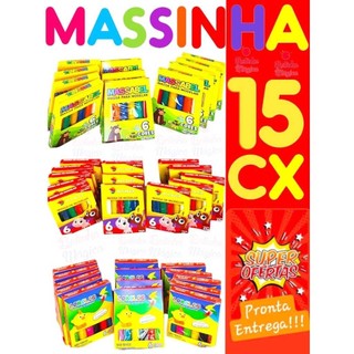15 Caixinhas De Massinha De Modelar Colorida 65g Alcalex Kit Festa Aniversario Lembracinha Prenda Festa Criança