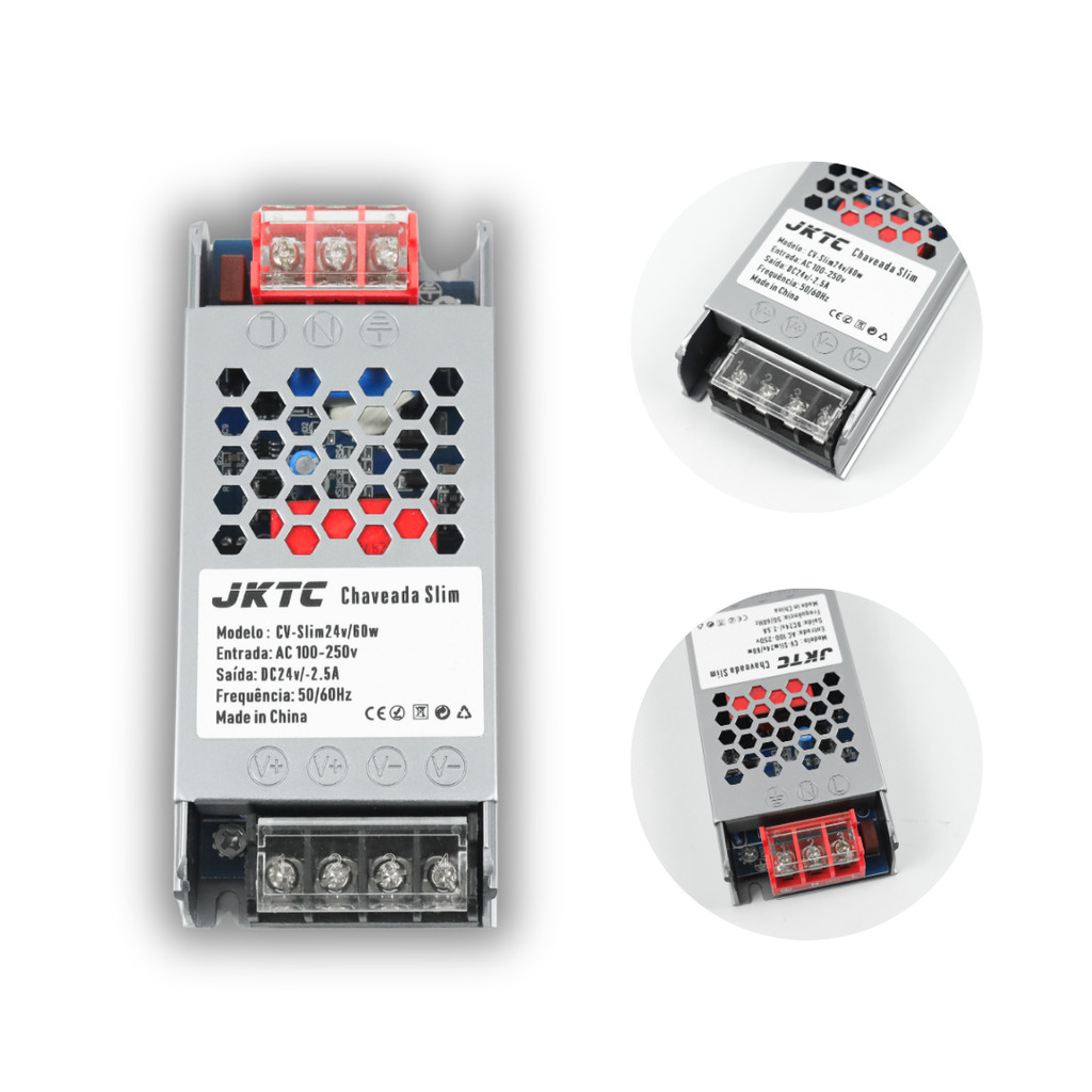KIT 2 FONTE CHAVEADA SLIM P PERFIL FITA LED 24V 60W BIVOLT