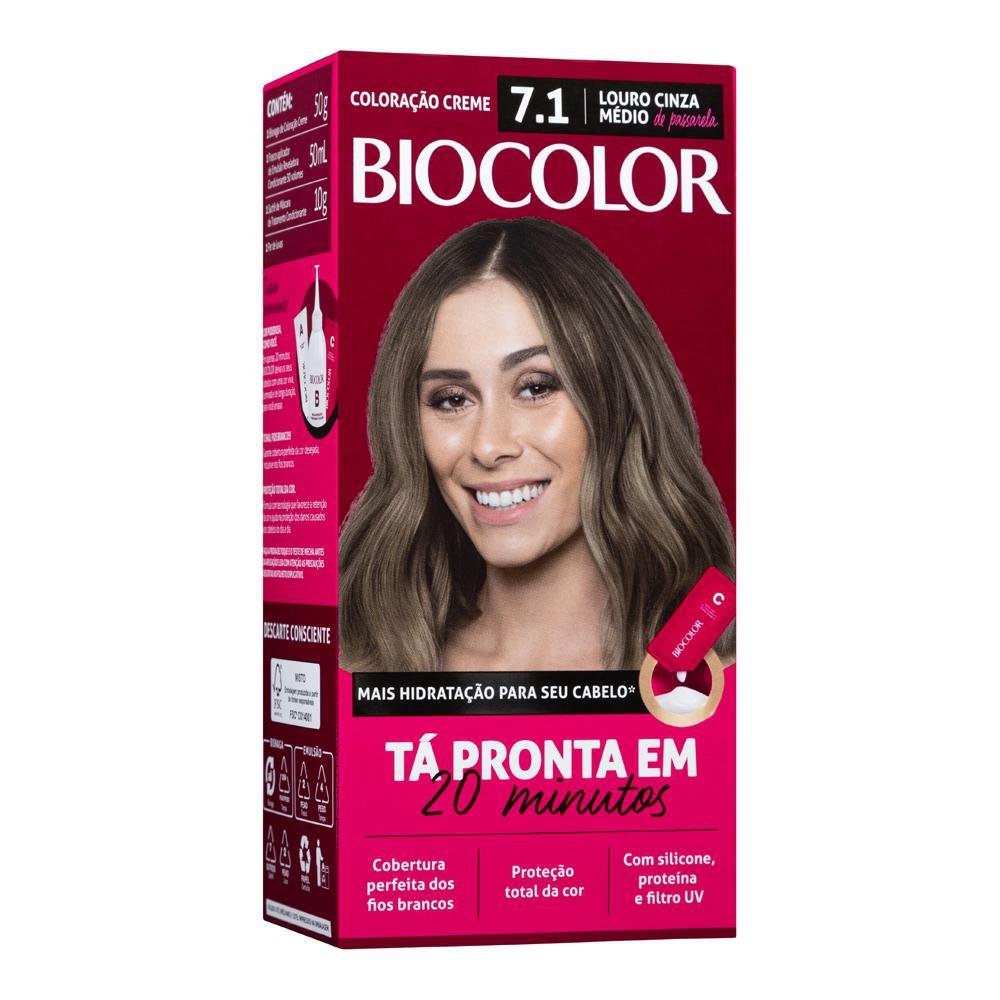 Tintura de Cabelo Biocolor Louro Cinza Médio de Passarela 7.1 em Oferta na Shopee