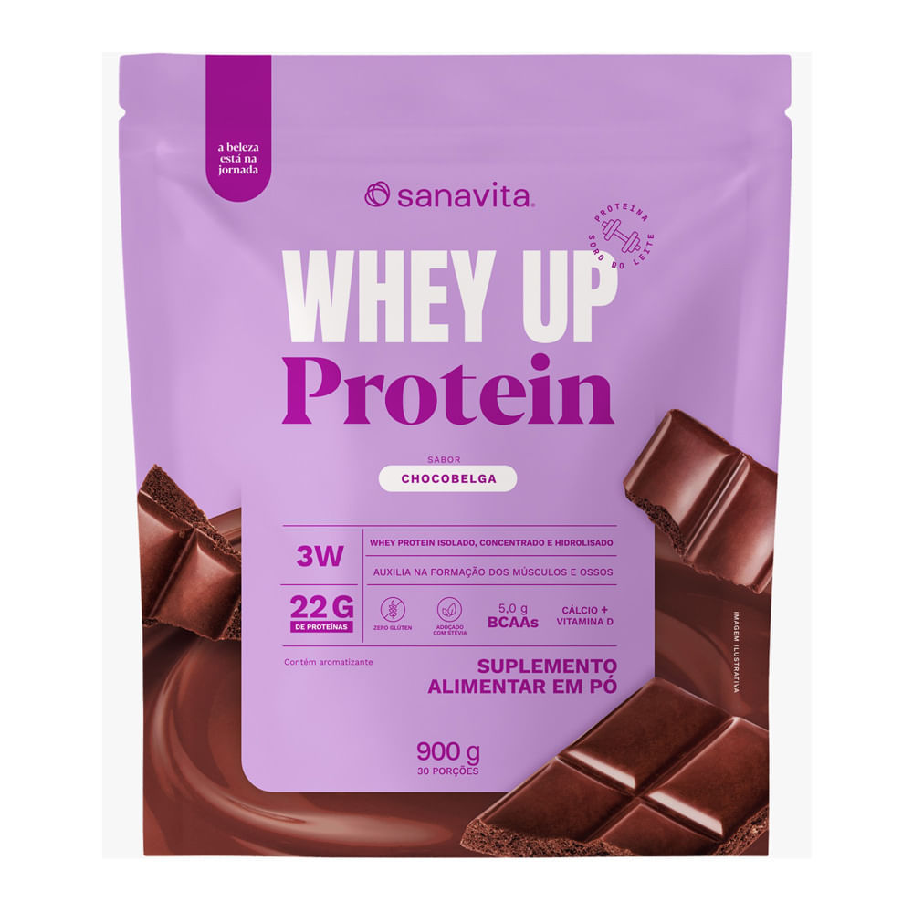 Whey UP Protein Sanavita Sabor Chocobelga 3W com 22g de Proteína Sachê 900g em Oferta na Shopee