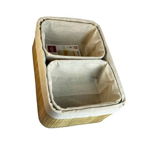 Kit 3 Cestos Organizadores Bambu Natural Resistente Ecológico Organização Doméstica Cozinha Banheiro