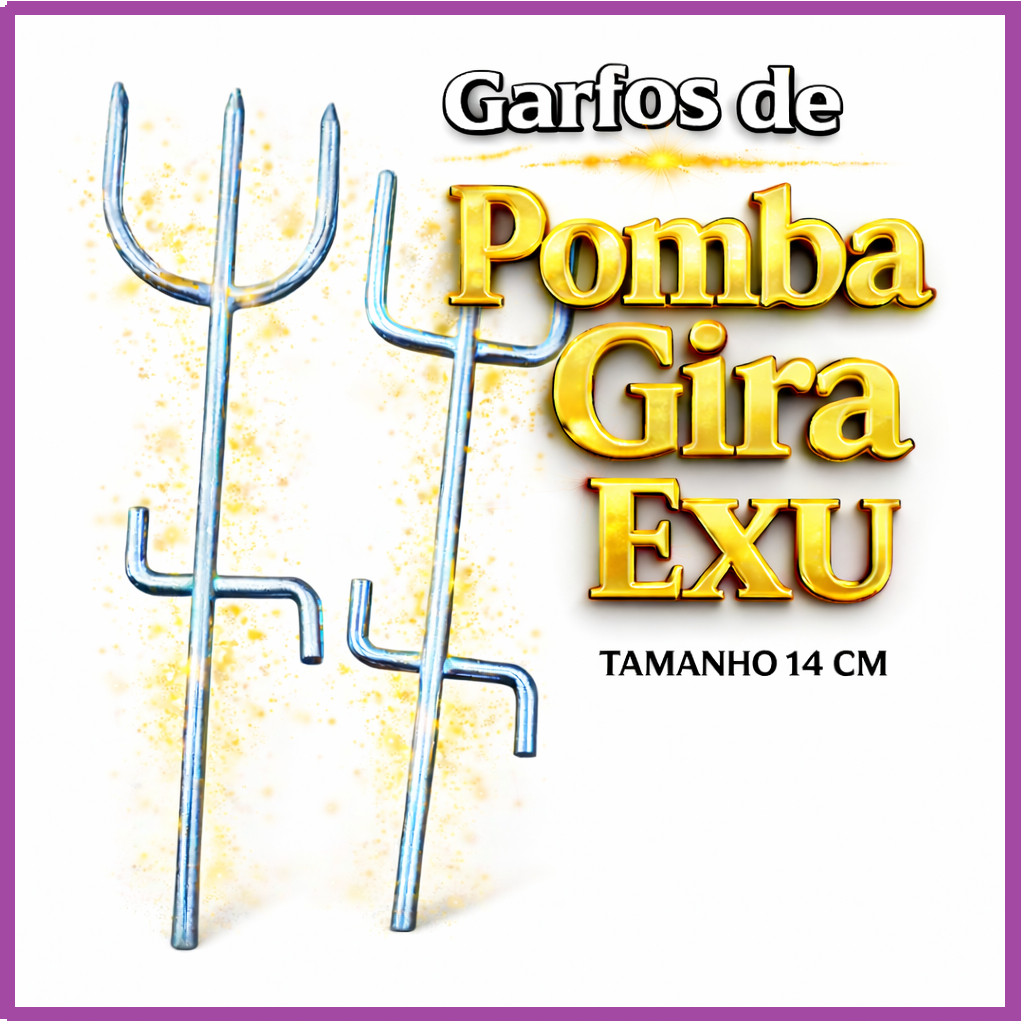 Kit 7 Garfo Tridente De EXU e Pombo Gira e Ponteira Ferramentas de 14cm Umbanda Candomblé para Assentamento