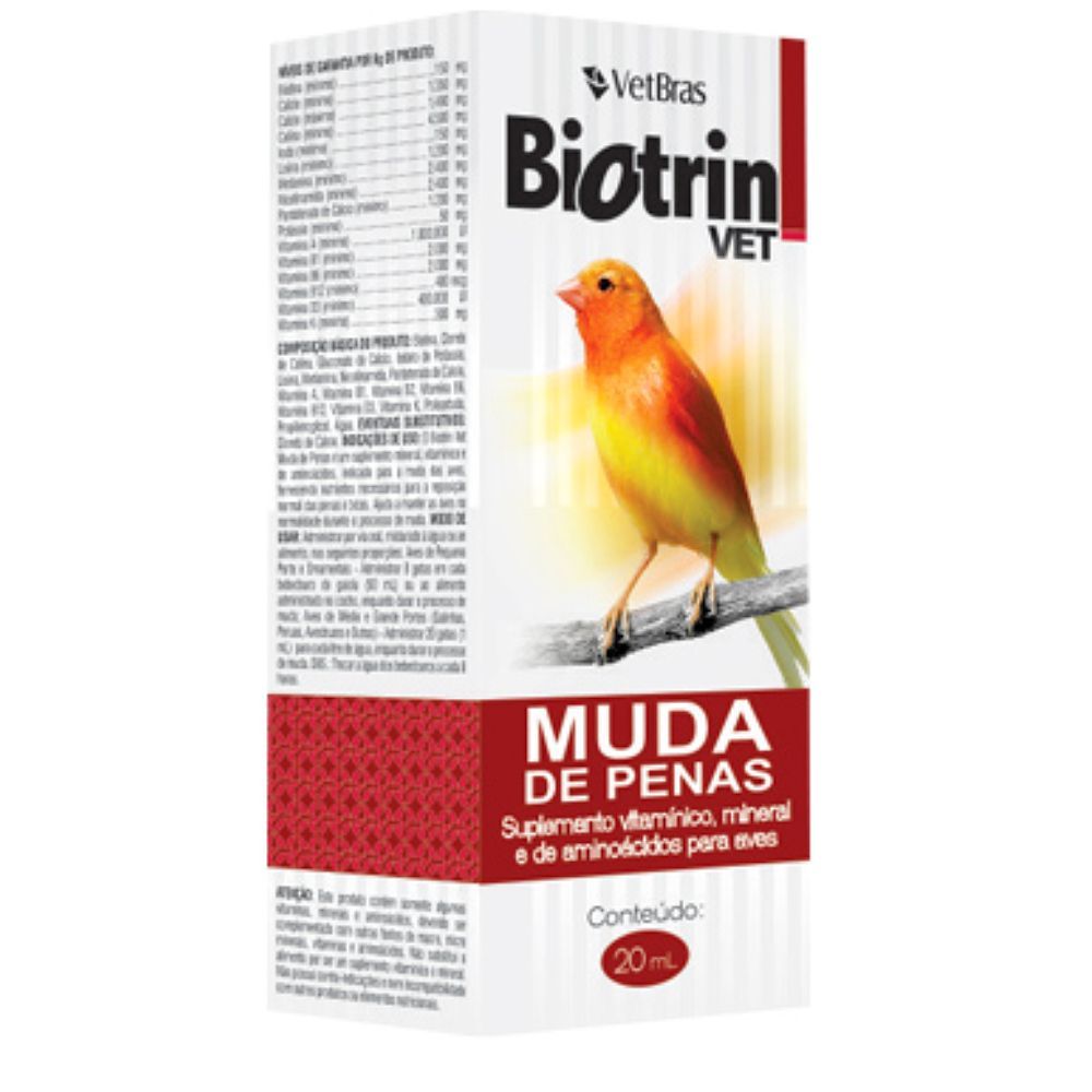 Biotrin Vet VetBras Muda de Penas 20ml em Oferta na Shopee