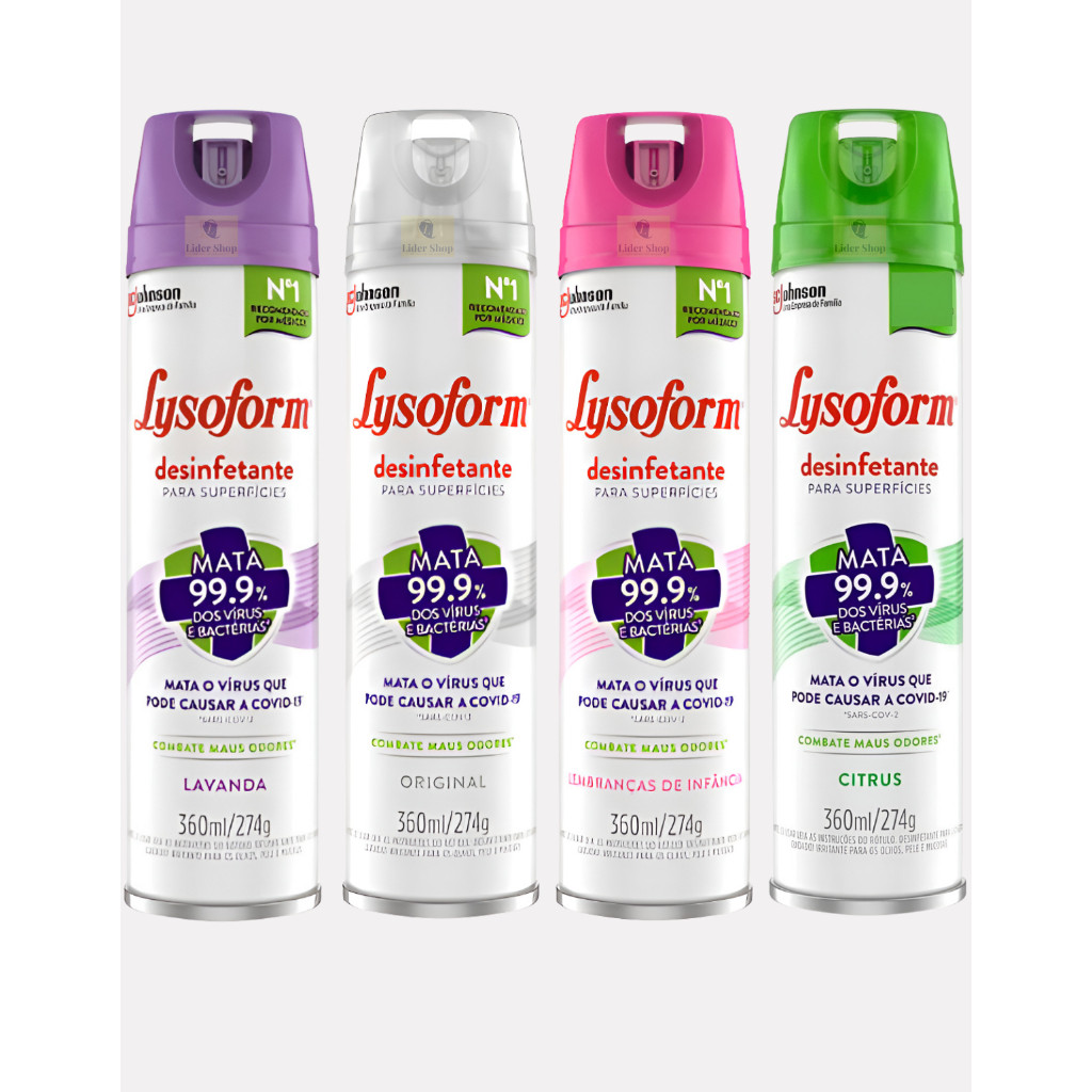 Desinfetante Lysoform ORIGINAL ou LAVANDA  ou INFÂNCIA  ou CITRUS 360ml - Elimina Germes, Odores, Seguro p/ Pets