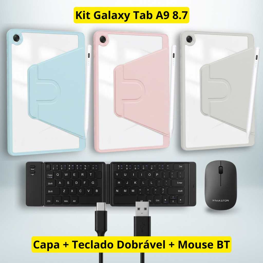 Kit Capa Teclado Mouse Para Tab Galaxy A9 8.7 Feminino Cor Sortida