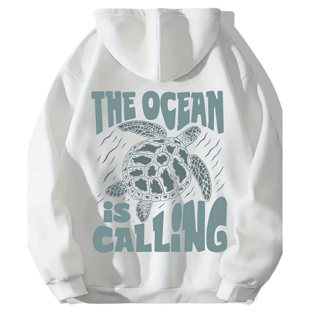 Moletom Canguru Flanelado Inverno Tartarugas Oceano Estampado Blusa Unissex Estampado