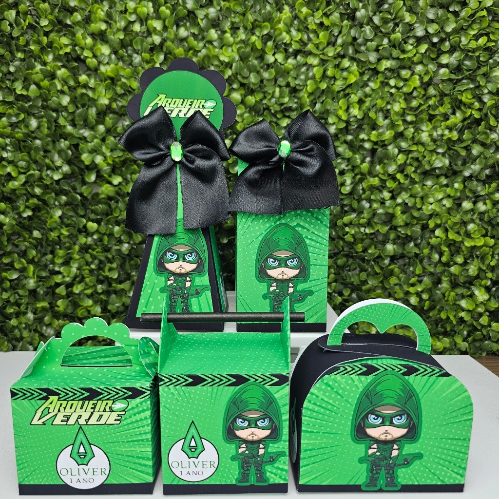 Kit Caixa Montada ARQUEIRO VERDE CUTE BABY - Personalizados - Festa infantil - Aniversário - Lembrancinha