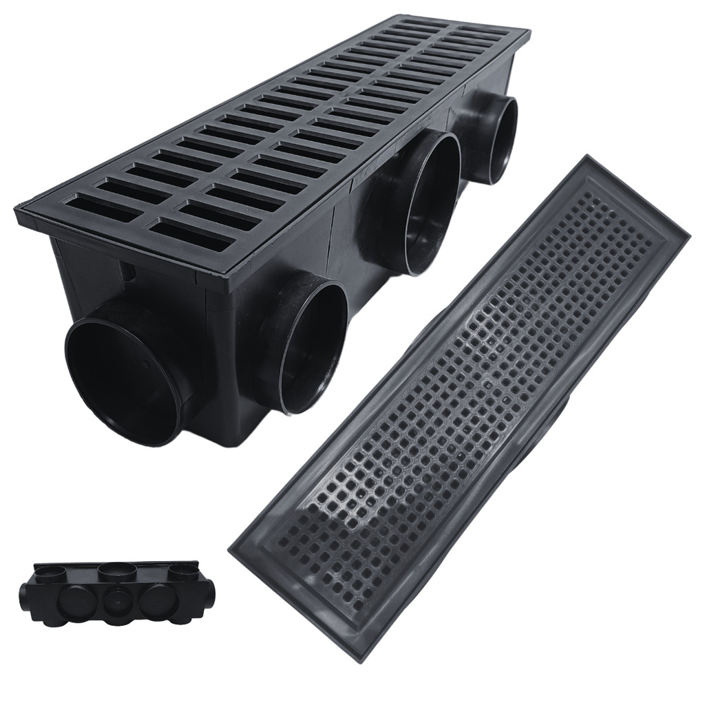 Ralo Linear 15x50 Conforto Térmico Preto Placa Anti Residuos Coletor Modular