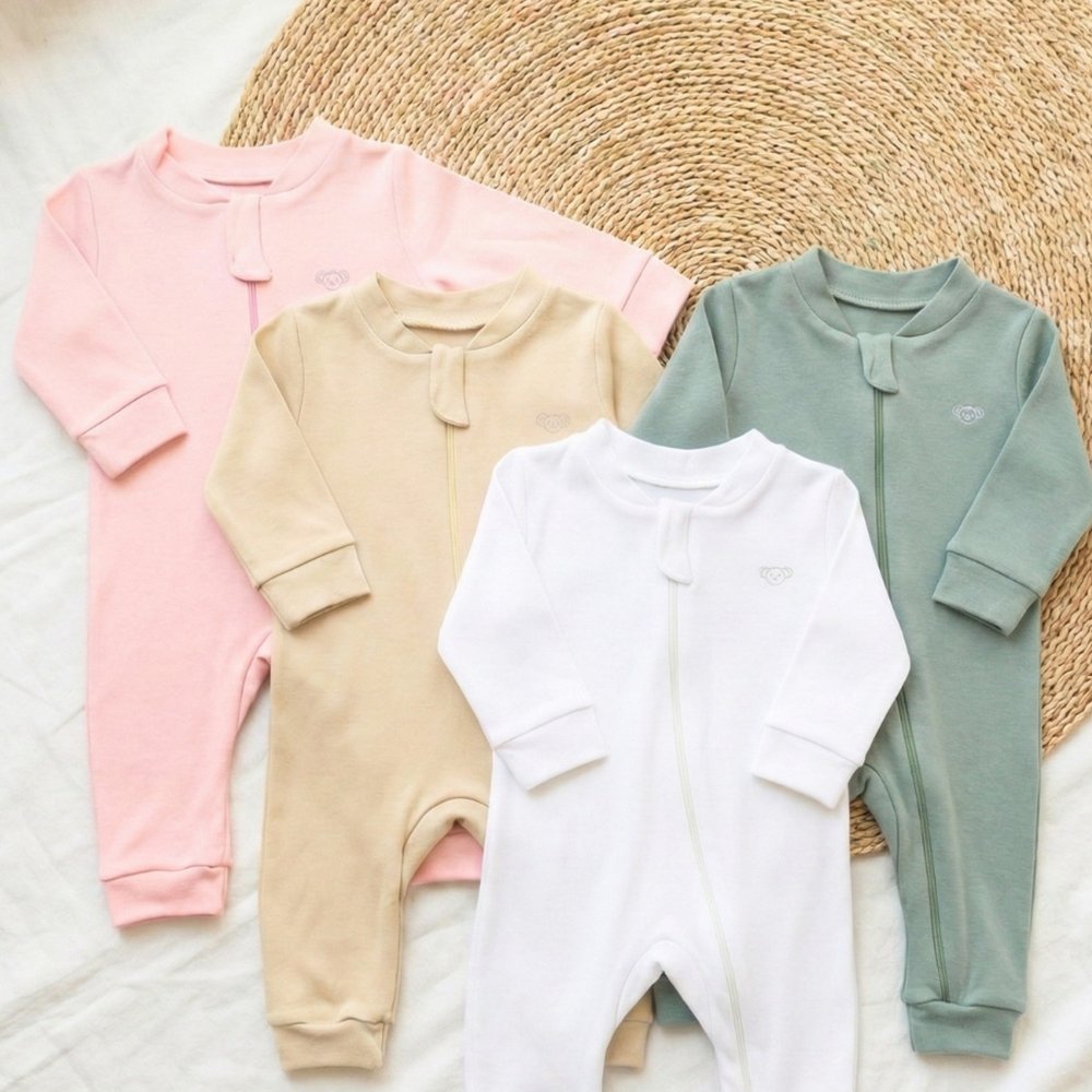 Kit 4 Macacão Bebê Tam RN P M G 01 Suedine Egyptian Menino e Menina 100% Algodão com Ziper em Oferta na Shopee