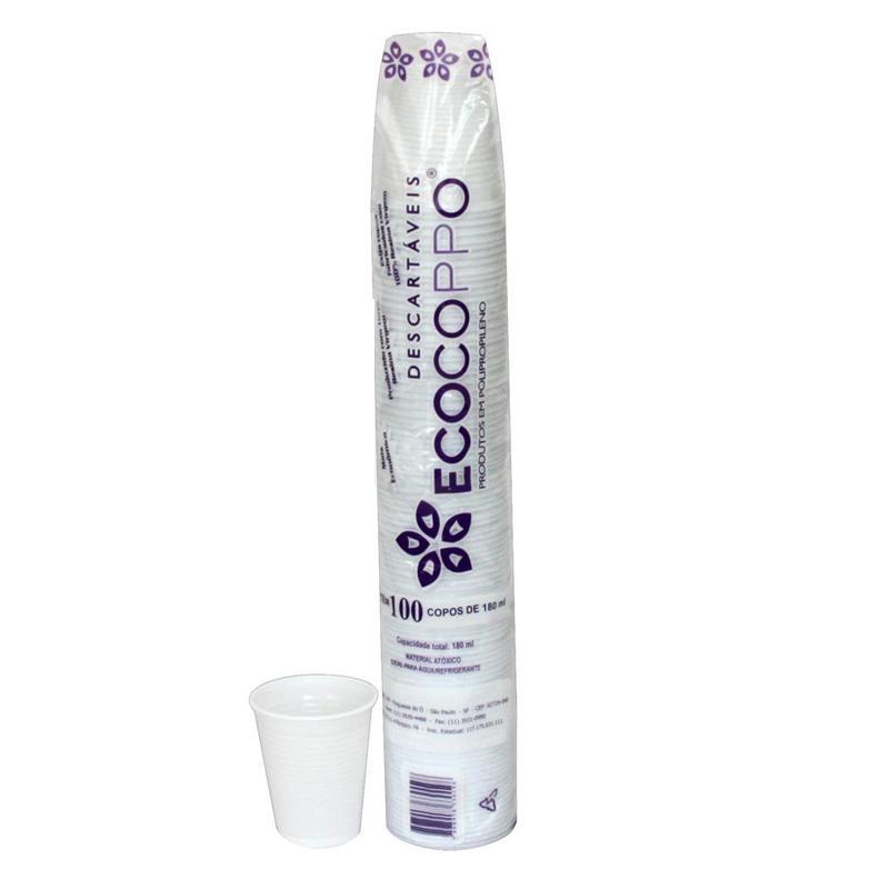 Copo plástico descartável Ecocoppo branco 180ml 100und Altacoppo em Oferta na Shopee