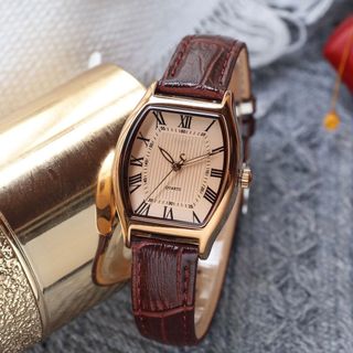 Estiloso Relógio Feminino | Pulseira de Couro Marrom Retrô Quartz Relogio Social