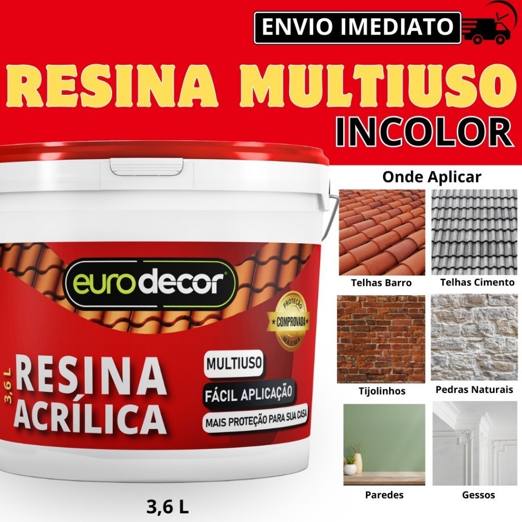 Resina Acrílica Eurodecor 12L e 3,6L Base Água Brilhante e Acetinado em Oferta na Shopee