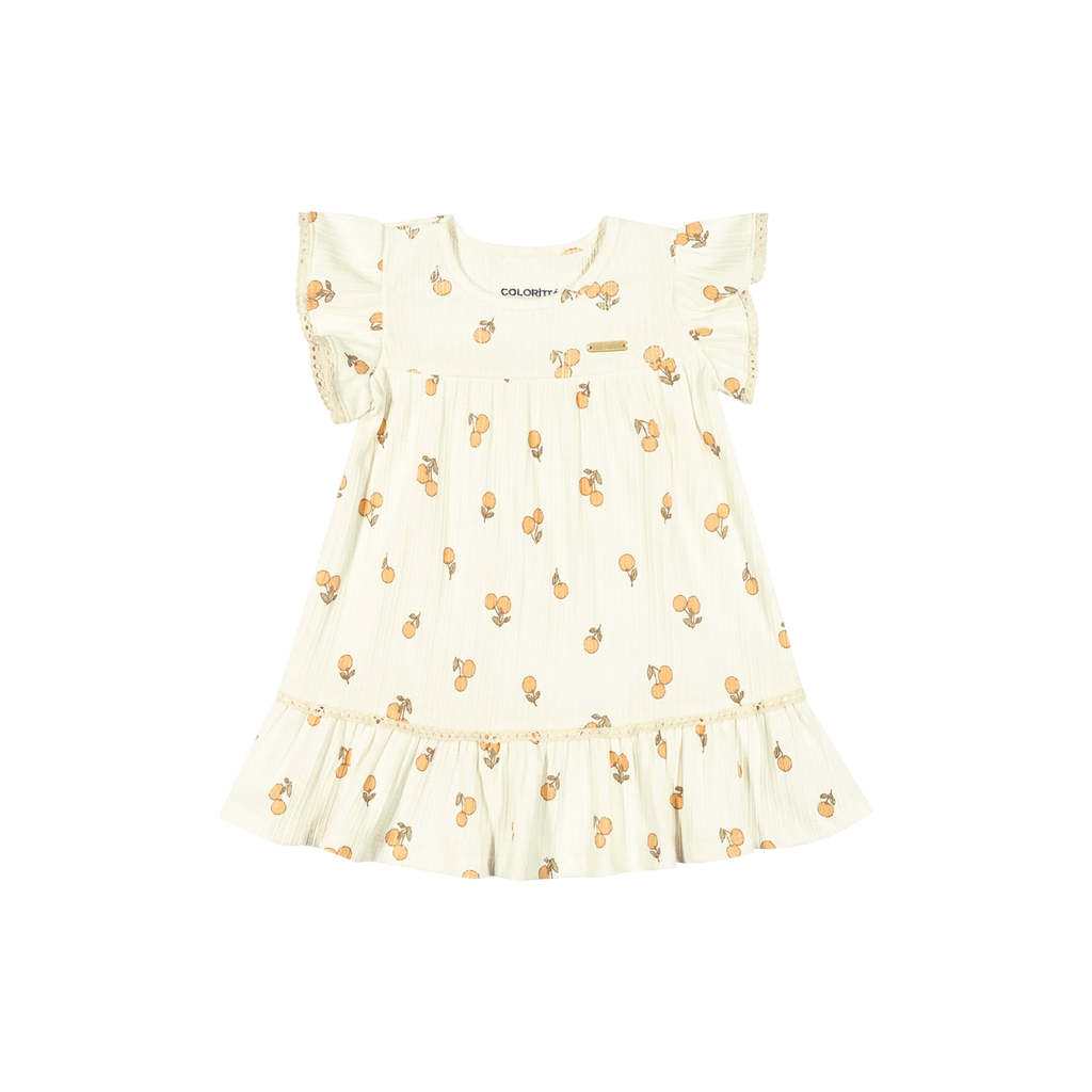 Vestido Bebê Menina Cerejinhas Colorittá Bege