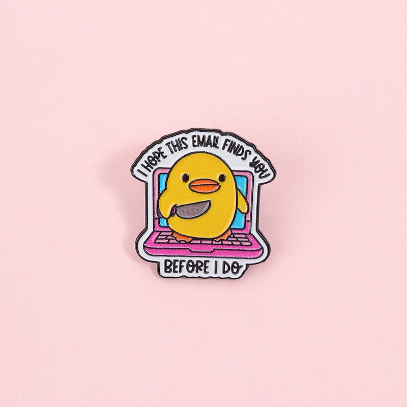 Engraçado Pato Faca Email Esmalte Broche Escritório Meme Tema Crachá Mochila Acessórios Presentes Para Colegas