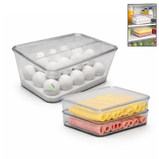 Kit Porta Ovos Com Tampa Pote Porta Frios duplo Organizador de Geladeira Utensílios de cozinha em Oferta na Shopee