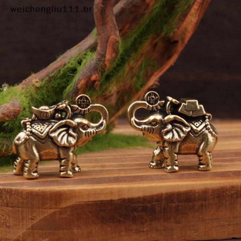 # weicheng Lingote De Latão E Estatueta De Elefante Bri Luy Dourado-Chinês Auspicioso Riqueza Trazendo Artesanato Para S