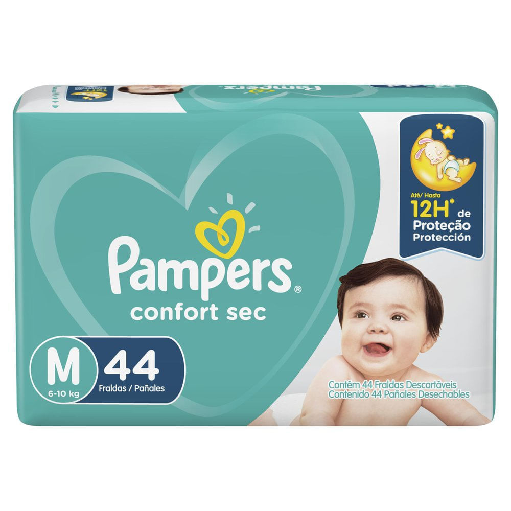 Fralda Pampers Confort Sec Tamanho M 44 Unidades em Oferta na Shopee
