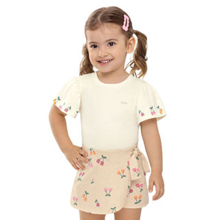 Conjunto Infantil Menina Cerejinhas Elian Bege em Oferta na Shopee