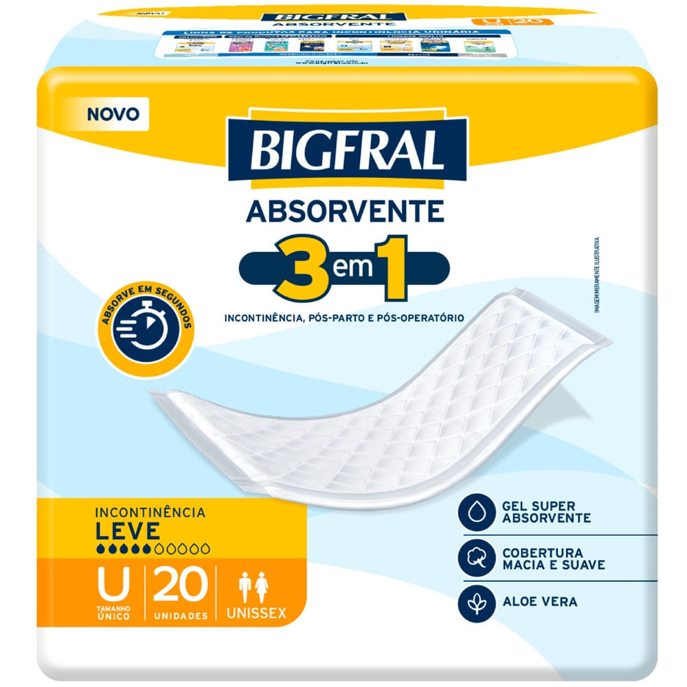 Absorvente Geriátrico Bigfral Regular Plus Tamanho Único 20 Unidades em Oferta na Shopee