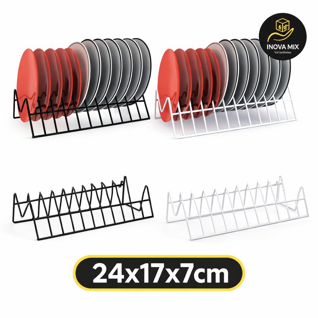 Kit 2 Organizador Suporte P/ Pratos Vertical 12 PRATOS