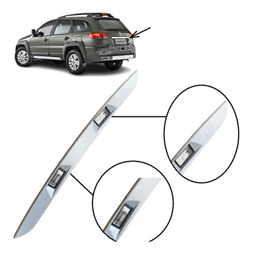 Moldura Traseira Luz Placa Fiat Palio Weekend Cor Primer Predisposto Pintura - Cód. 100179590