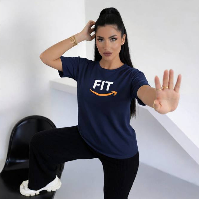 T-Shirt Feminina Fitness Estampada Blusa 100% Algodão Envio Imediato Blusa Feminina Elegante top