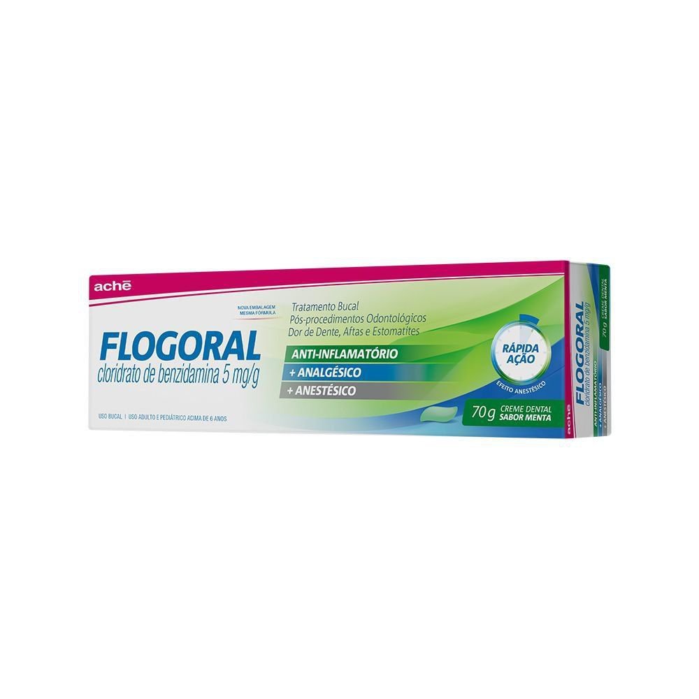 Flogoral Creme Dental Analgésico Menta 70g em Oferta na Shopee