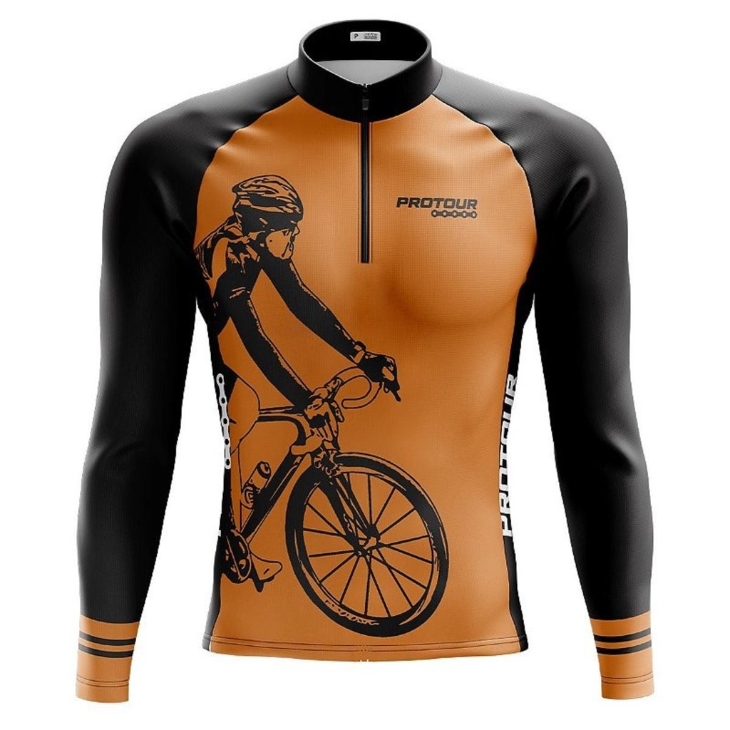 Camiseta Ciclismo Masculina Dryfit Proteção UV Bike MTB Speed Bike Laranja