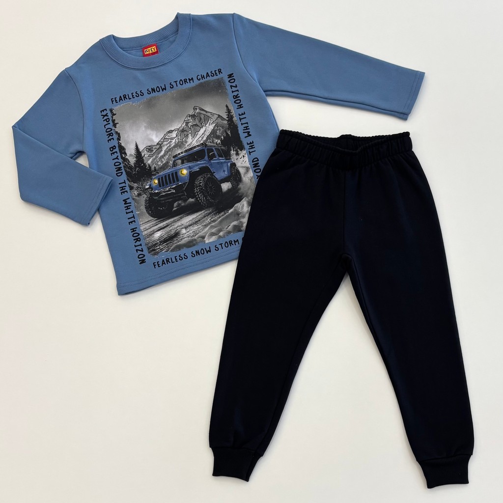 Conjunto Kyly Infantil Menino 3 Cores Casaco e Calça Moletom Com Punho Inverno Moda Kids 1001618