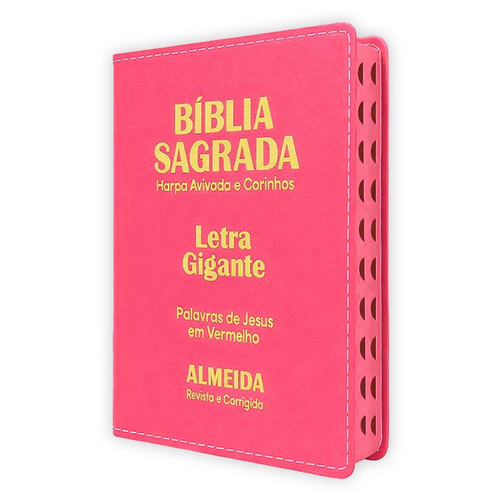 Bíblia Sagrada Letra Gigante Luxo Popular Pink - C/ Harpa E Palavras De Jesus Em Vermelho - RC em Oferta na Shopee