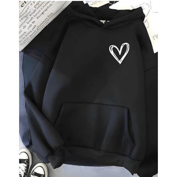 Moletom Canguru Bege Unissex Estilo Brooklyn Capuz Flanelado Estampado Inverno Com Bolso Coração Moda