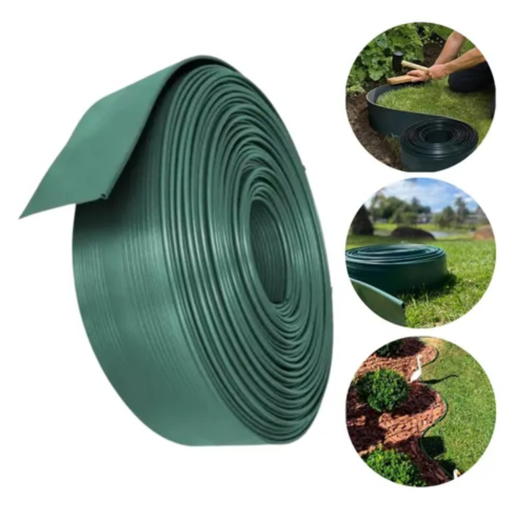 Limitador Grama Borda Reforçada Separador Jardim Flexível Resistente Divisor Canteiro Organizador Horta Pedra Cerca 10cm