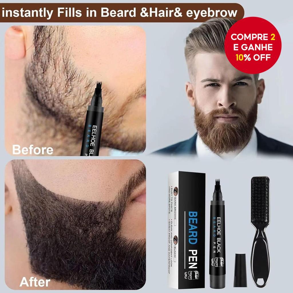Caneta de preenchimento de barba à prova d'água - Cobertura natural para barba e sobrancelhas ralas, fácil de usar e