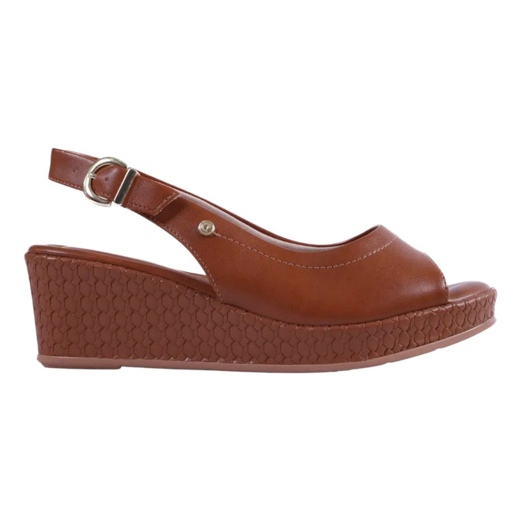 Sandália Feminina Comfortflex Anabela Toffee Elegante Confortável Moda Feminina Atual