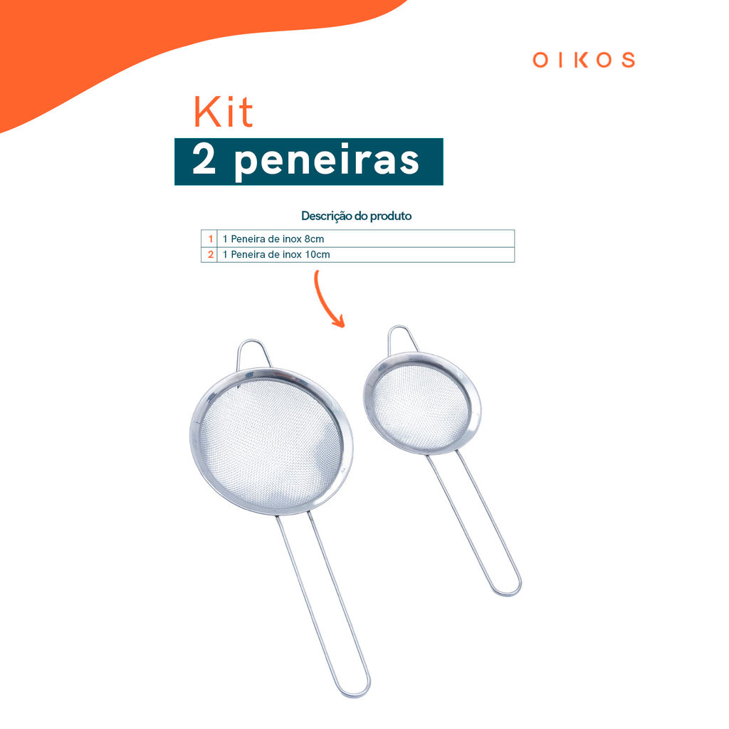 Kit 2 peneiras aço inox coador e filtro de sucos, chás e líquidos 8cm e 10cm - Mozcada — imagem 2 de 2