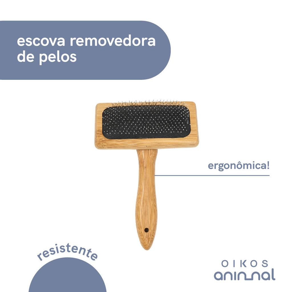 ESCOVA RASQUEADEIRA DE BAMBU PARA PETS - OIKOS ANIMAL · foto 2