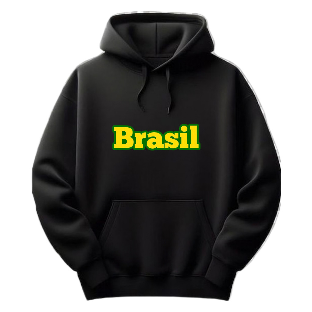 Moletom Canguru Masculino E Feminino Estampado Brasil Copa Do Mundo Time De Futebol Blusa De Frio Casaco Estiloso
