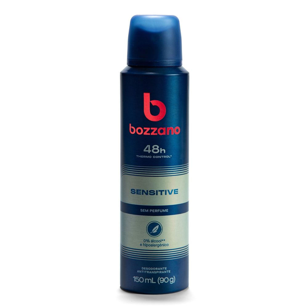 Desodorante Bozzano Sensitive Sem Perfume Aerosol Antitranspirante 48h com 150ml em Oferta na Shopee