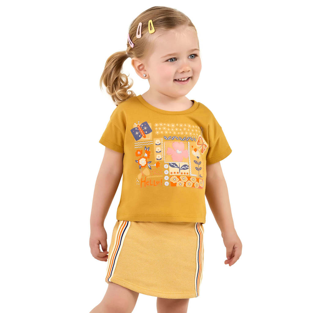 Conjunto Infantil Menina Jardim Floral Elian Amarelo em Oferta na Shopee