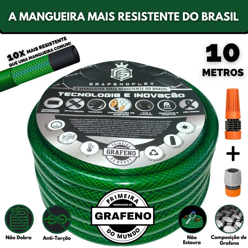 Mangueira para Jardim Verde de Tripla Camada 10 Metros - GrafenoFlex Profissional