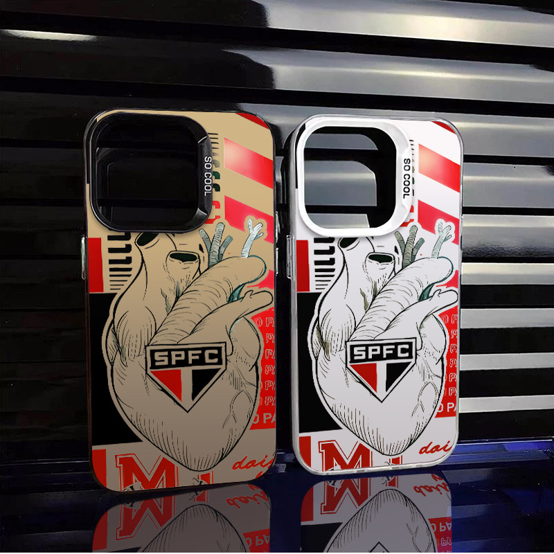 capinha de celular para iphone 13 normal 15 14 11 12 17 16 pro max 14 Plus 14 pro capa Crachá futebol São Paulo 309
