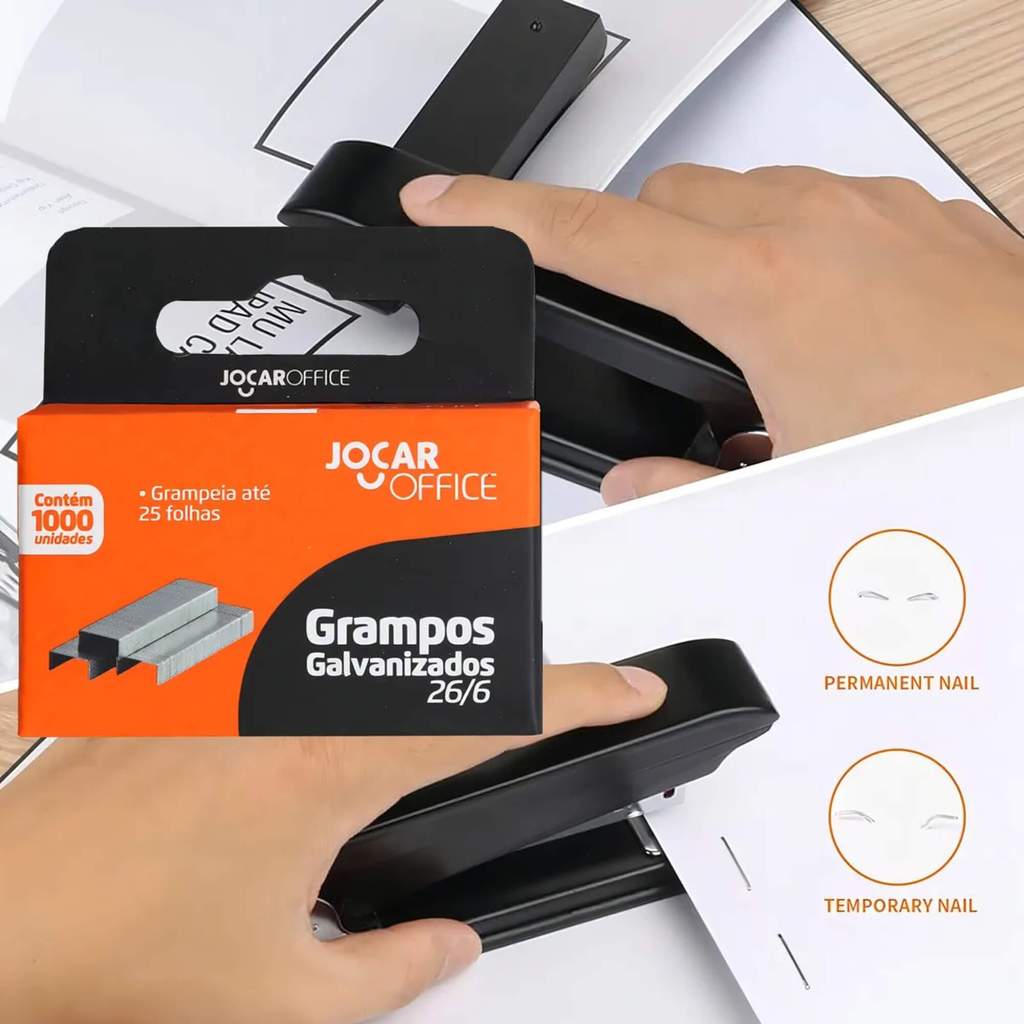 Grampo Galvanizado (26/6) Caixa com 1000 unidades Jocar Office Leonora - 93011 — imagem 2 de 2