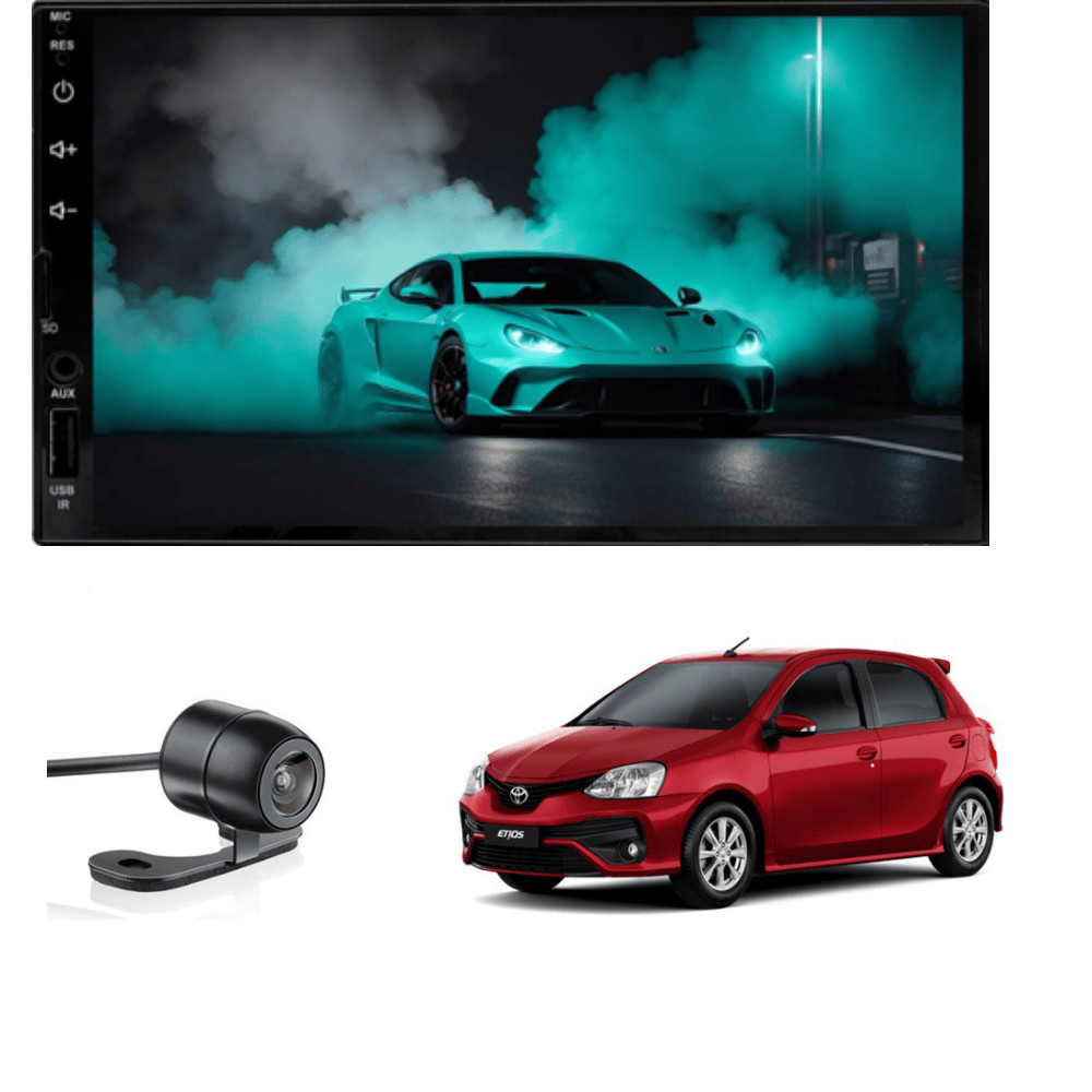 Central Multimídia MP5 Etios todos Tela de 7 Polegadas 2 Din Carplay e Android Auto + Câmera de ré - ADAK