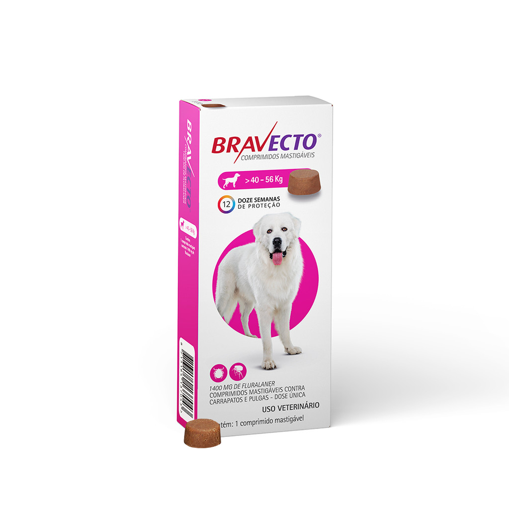 Bravecto Cães De 40 A 56kg 1400mg Antipulgas e Carrapatos - Original MSD