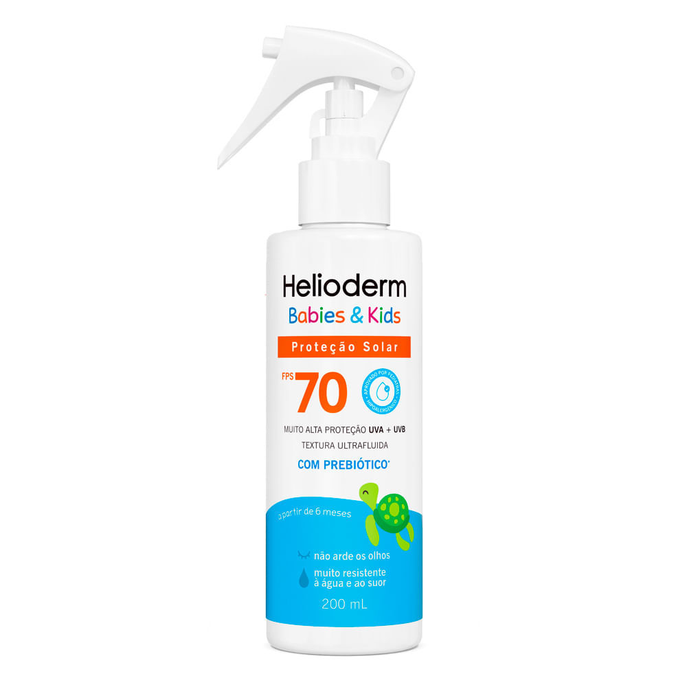 Protetor Solar Helioderm Babies e Kids FPS 70 com Prebiótico Spray 200ml
